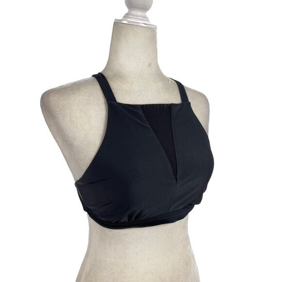 prAna Women's Black Regan High Neck Bikini Top with Mesh Detail Size Small - Picture 6 of 15